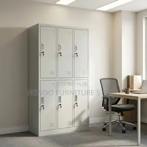 Office Cabinet; Six Lockers Steel Lockable Office File Roll Cabinet