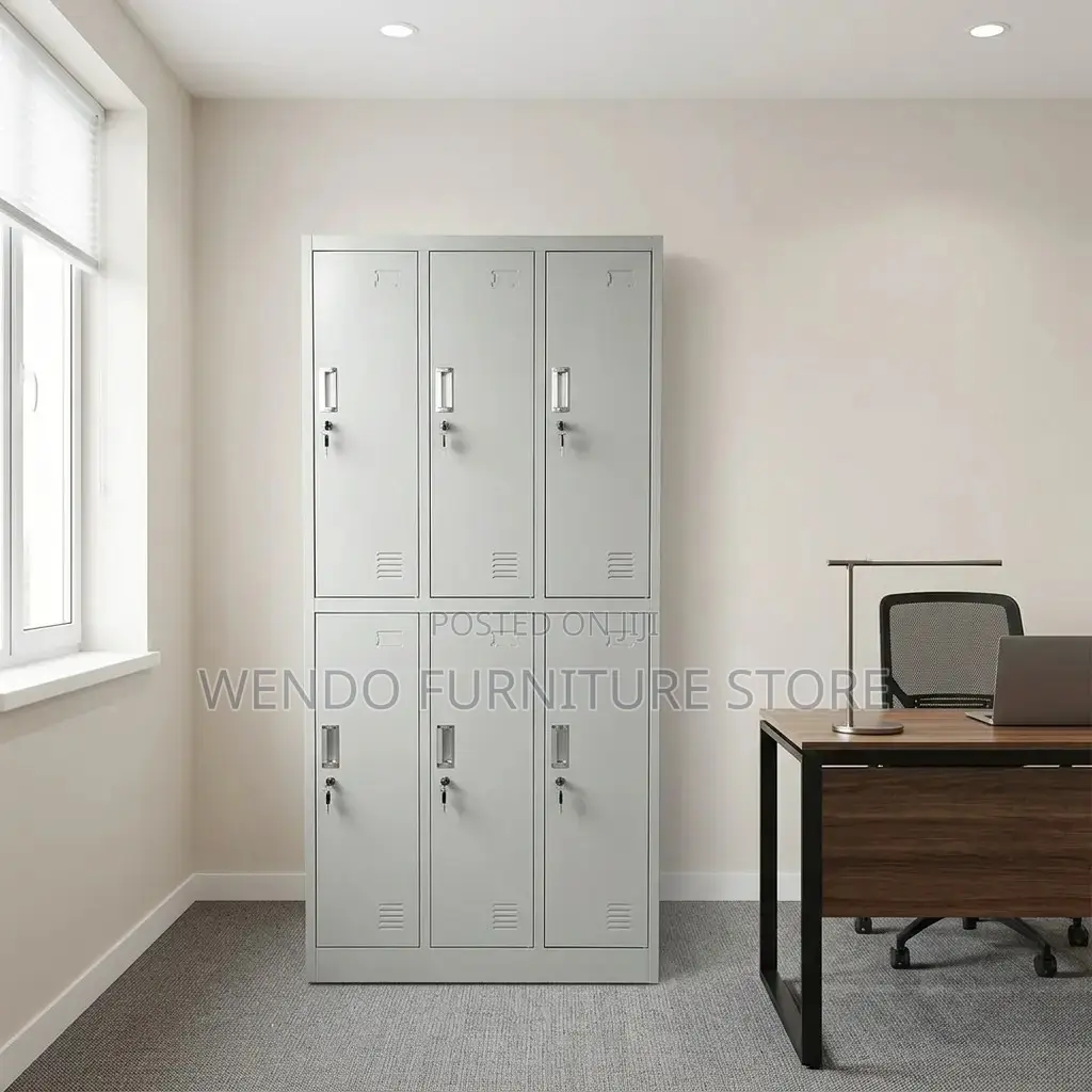 Office Cabinet; Six Lockers Steel Lockable Office File Roll Cabinet