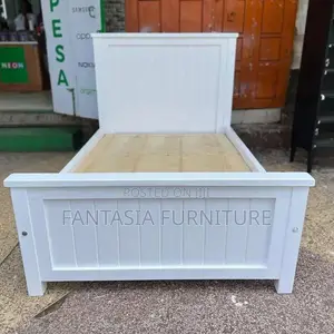 5x6 White Wooden Bed Frame in Vertical Slat Panel Design