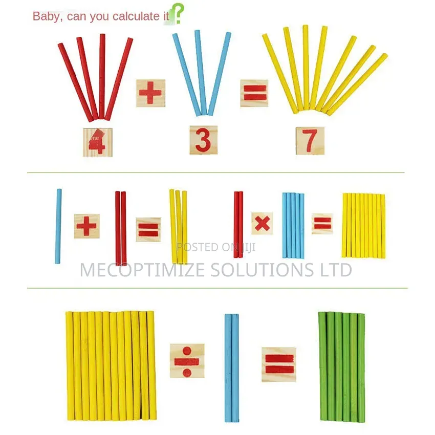 Montessori Wooden Math Intelligence Sticks Counting Rods Puzzle Toy