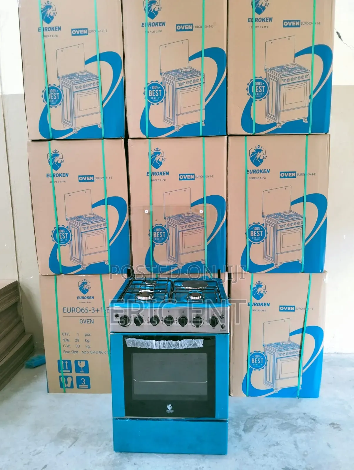60*65 Euroken 3+1 Standing Cooker With Electric Double Heater Oven