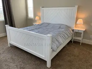 5x6 White Chevron Wooden Bed Frame: Free Delivery