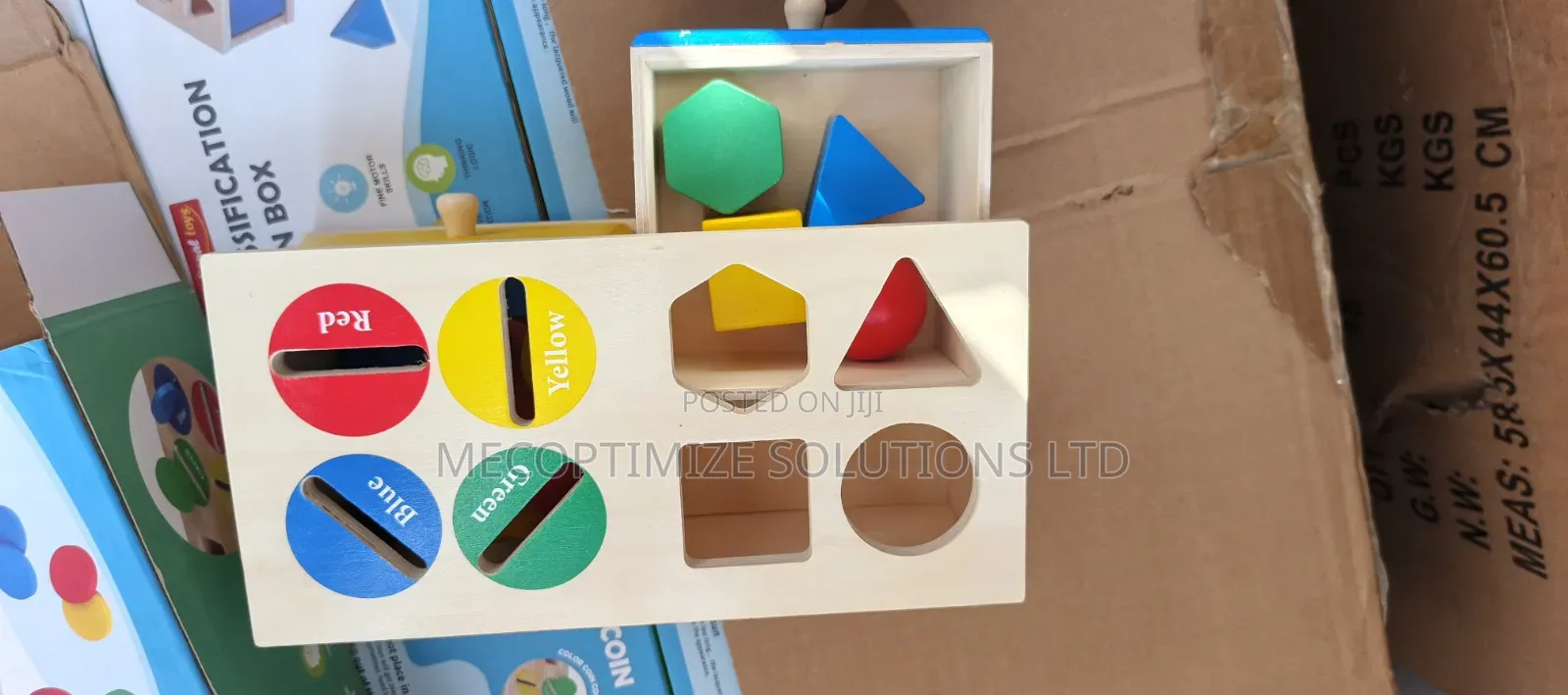 Educational Learning Toy Wooden Montessori Color Shape Sort Coin Box