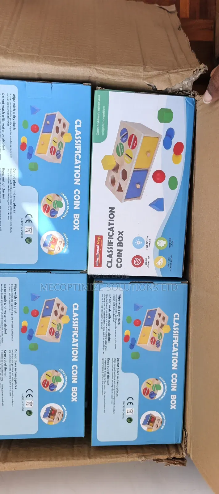 Educational Learning Toy Wooden Montessori Color Shape Sort Coin Box