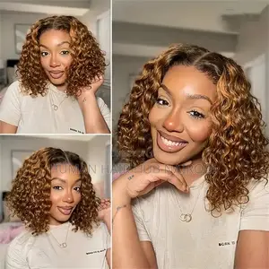 Highlight Bob Wig Curly Wave 13x4 Lace Fronta Human Hair Wig Brazilian