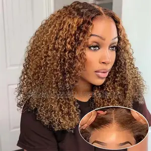 Highlight Bob Wig Curly Wave 13x4 Lace Fronta Human Hair Wig Brazilian