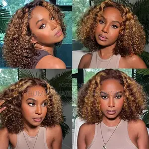 Highlight Bob Wig Curly Wave 13x4 Lace Fronta Human Hair Wig Brazilian