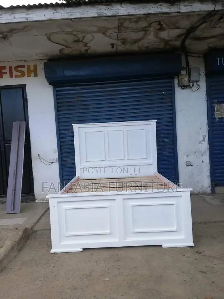 5x6 Boxed Trim White Wooden Bed Frame: Pay on Delivery