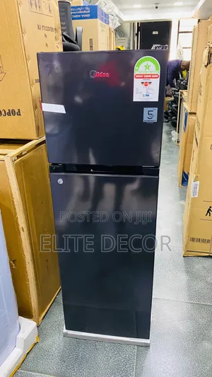 Midea 173L Double Door Fridge– Top Freezer | Jazz Black | Direct Cool