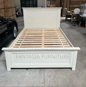 5x6 Sturdy White Wooden Bed Frame: Pay on Delivery