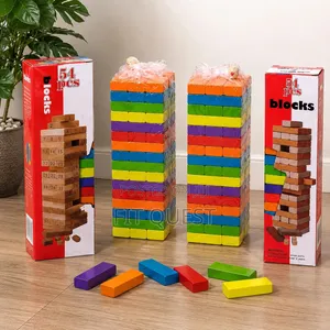 54pcs Wooden Colored Stacking Jenga Blocks