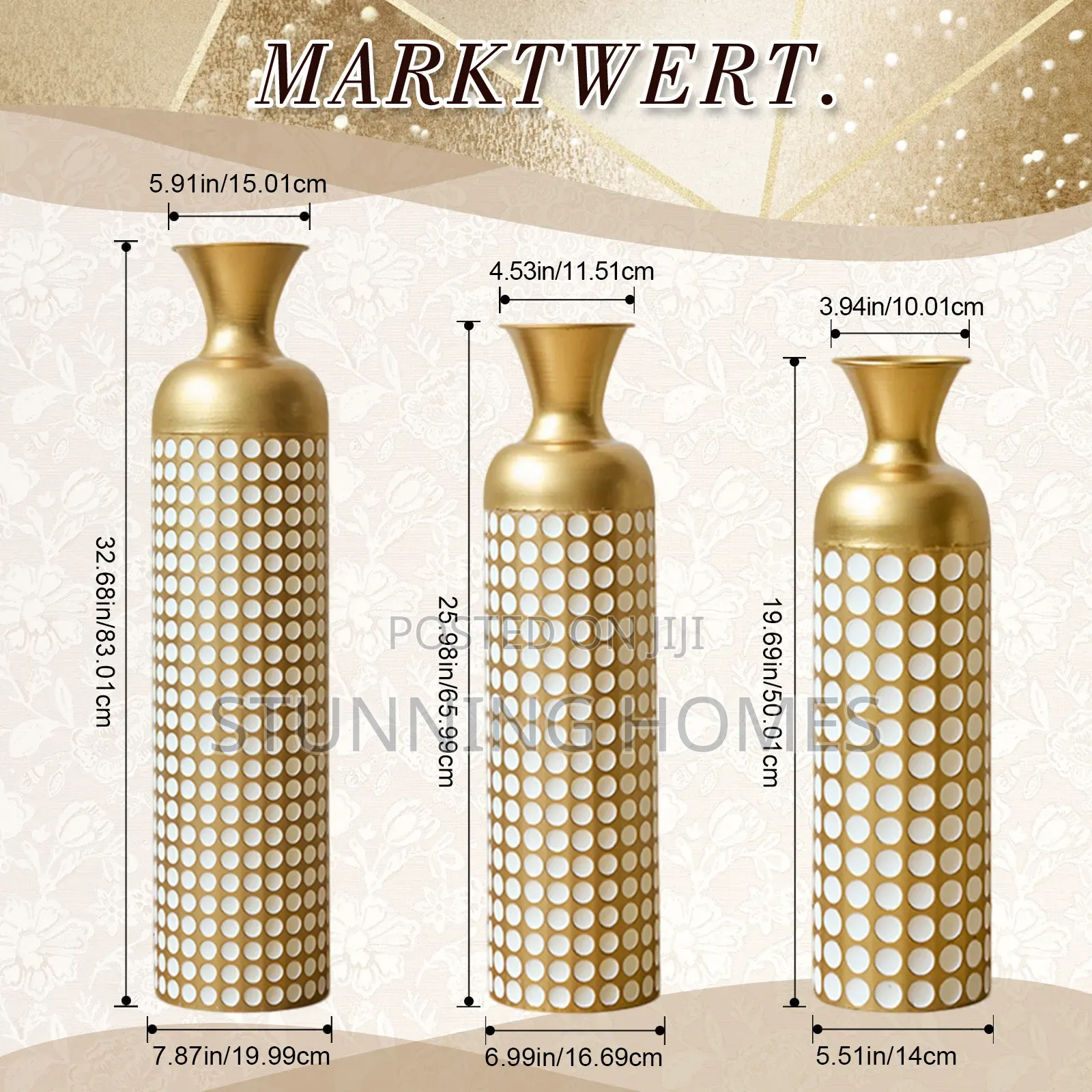 3pcs Metallic Vases