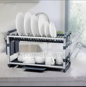High Quality Aluminium Heavy Duty 2tier Dish Rack With Cutlery Holder
