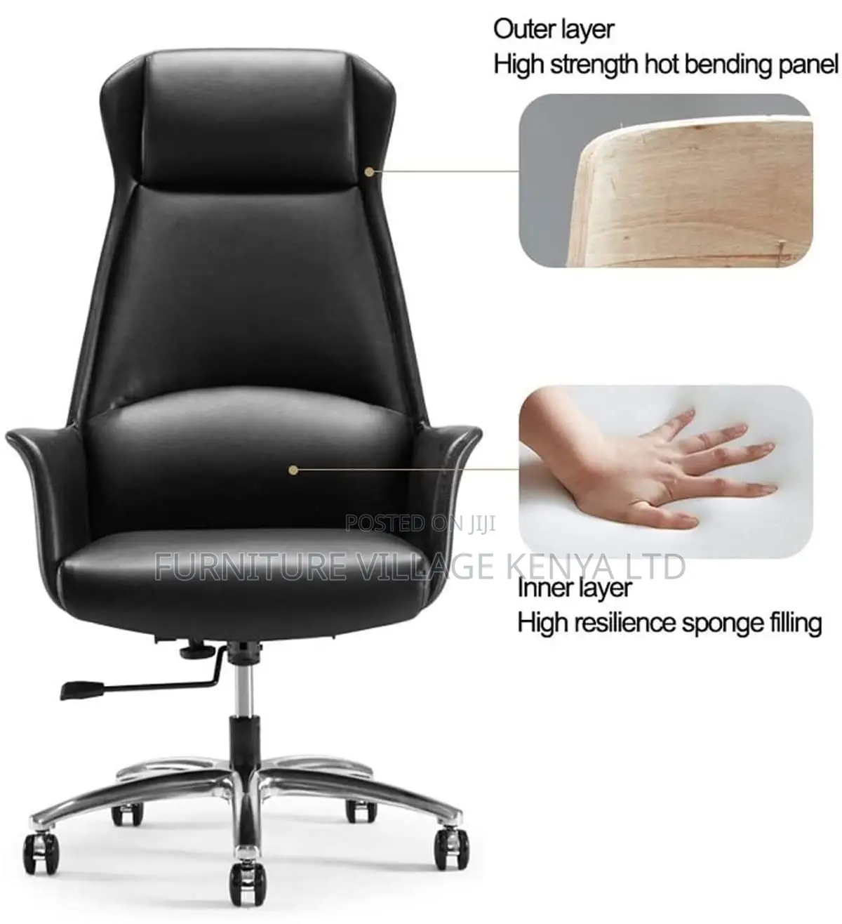 Office Chair; High Back Leather Boss Executive Seat