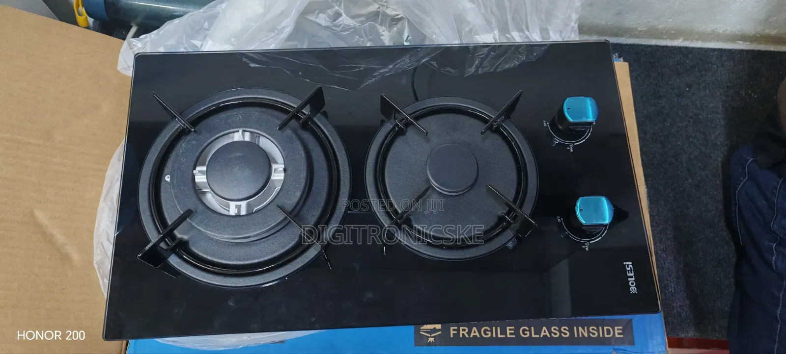 Bolesi Hob 2 Burners Inbuilt Gas Glass Tampared Hob