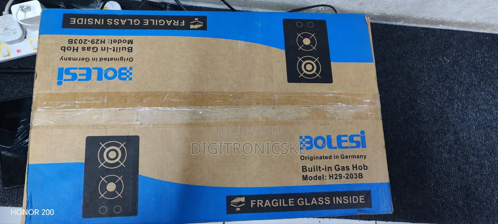Bolesi Hob 2 Burners Inbuilt Gas Glass Tampared Hob