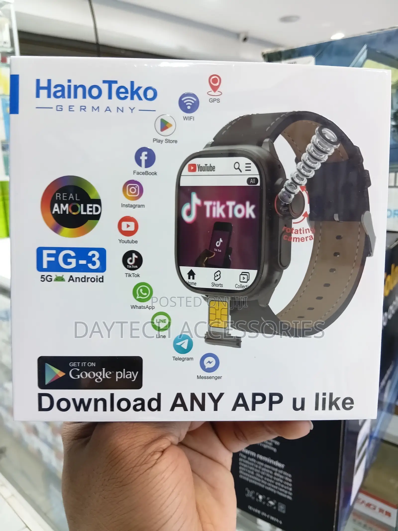 Haino Teko FG-3 5G Android Smartwatch AMOLED Display SIM Card Slot.