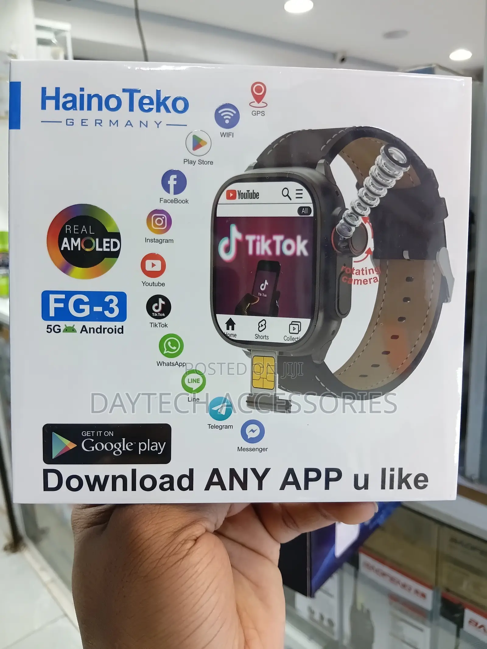 Haino Teko FG-3 5G Android Smartwatch AMOLED Display SIM Card Slot.
