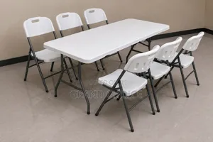 6 Seater Folding Dining Table Chairs Set