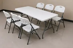 6 Seater Folding Dining Table Chairs Set