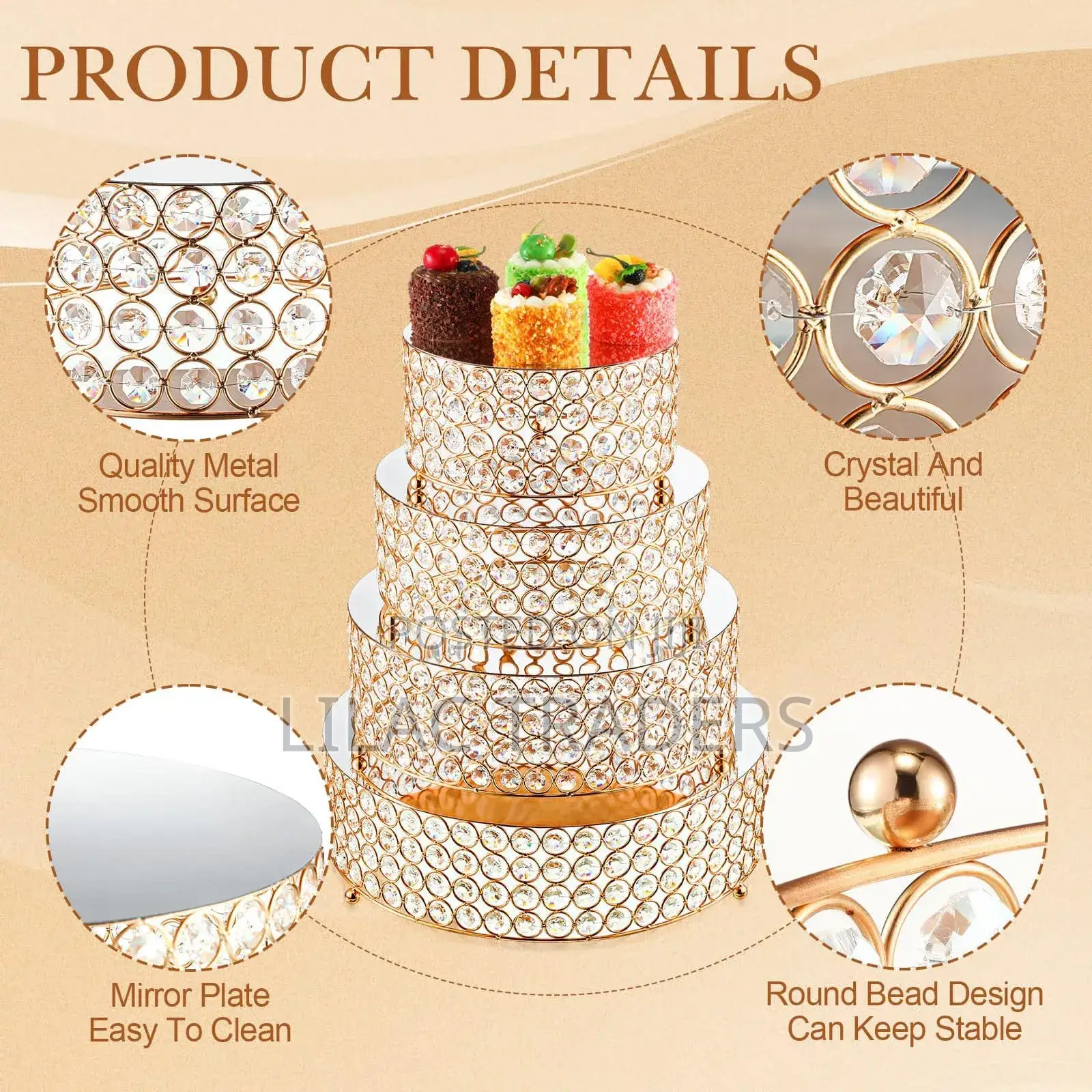 4pcs Crystal Cake Stand Gale
