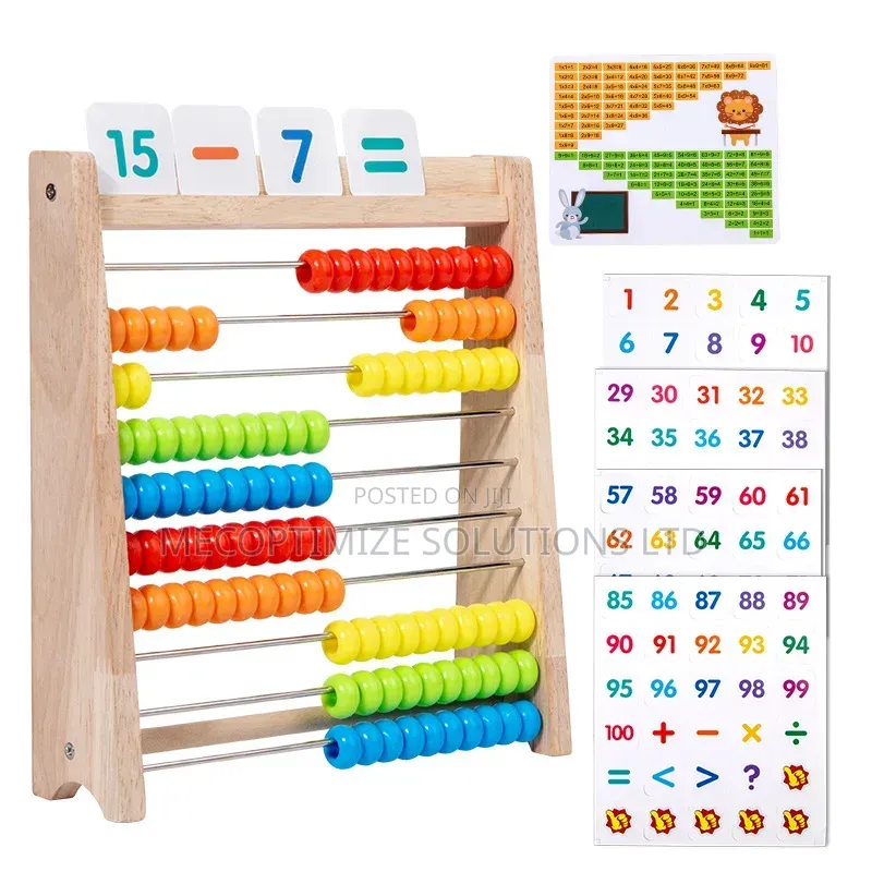 Montessori Wooden Abacus Math Kid Toy Counting Arithmetic Puzzle Kit