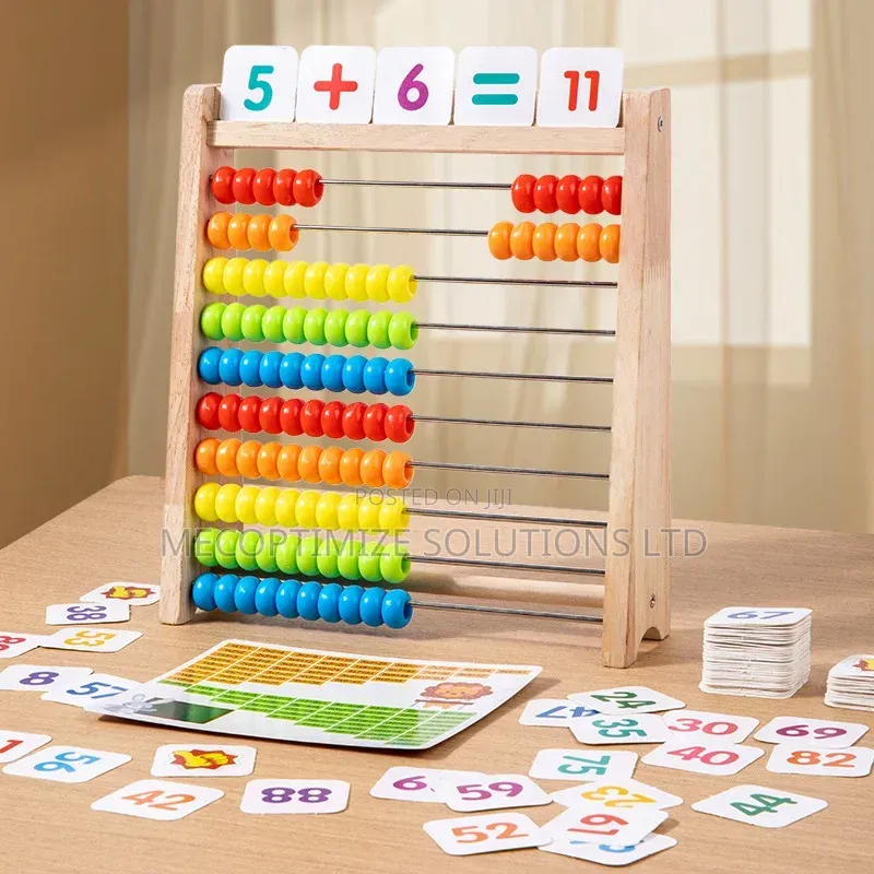 Montessori Wooden Abacus Math Kid Toy Counting Arithmetic Puzzle Kit