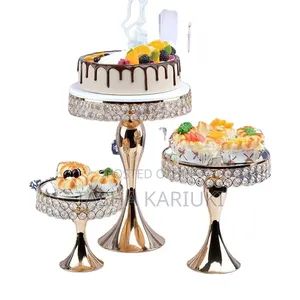 3PCS Gold Cake Stand Set With Mirror Top