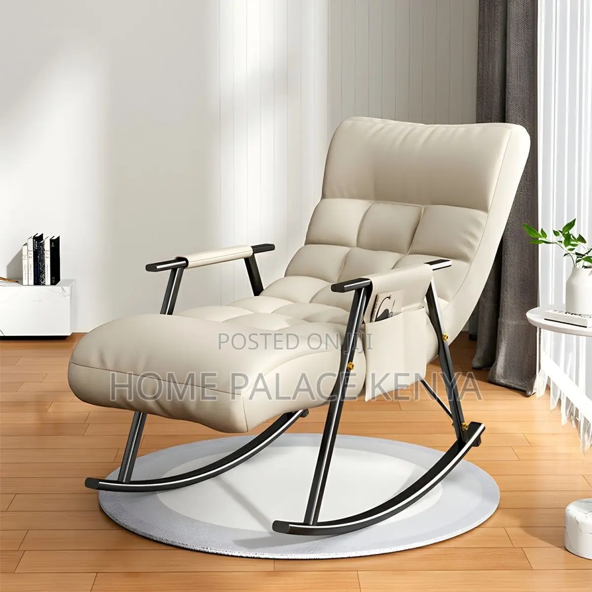 Rocking Chair; Premium Modern Rocking Chair With Cushioned Seating