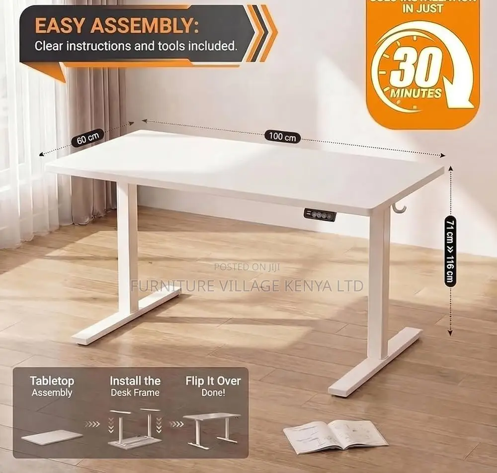 Standing Desk; White 1.4 M Electric Adjustable Standing Desk