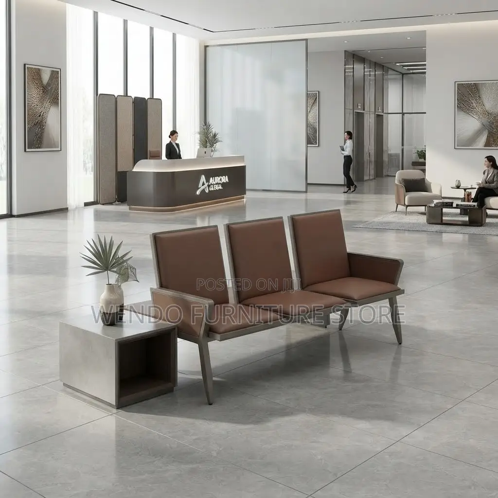 Office Bench; Three Seater Padded Upholstered Reception Bench Seat
