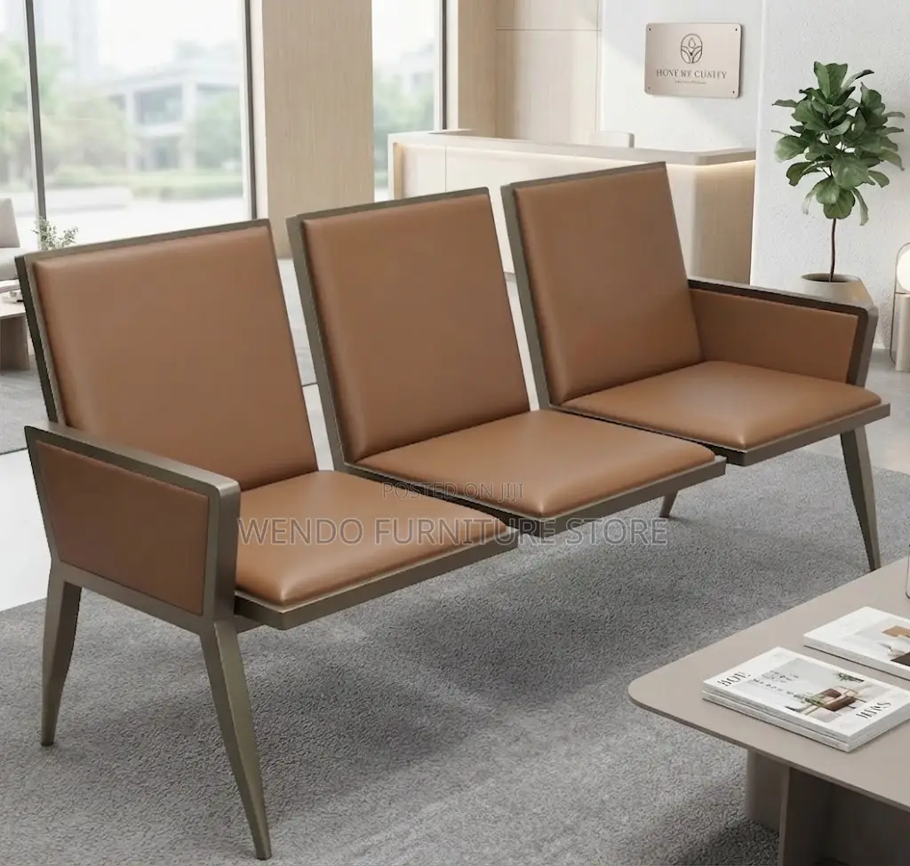 Office Bench; Three Seater Padded Upholstered Reception Bench Seat