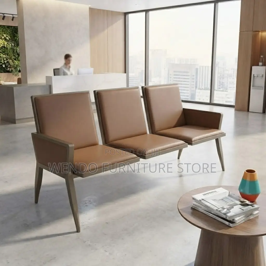 Office Bench; Three Seater Padded Upholstered Reception Bench Seat