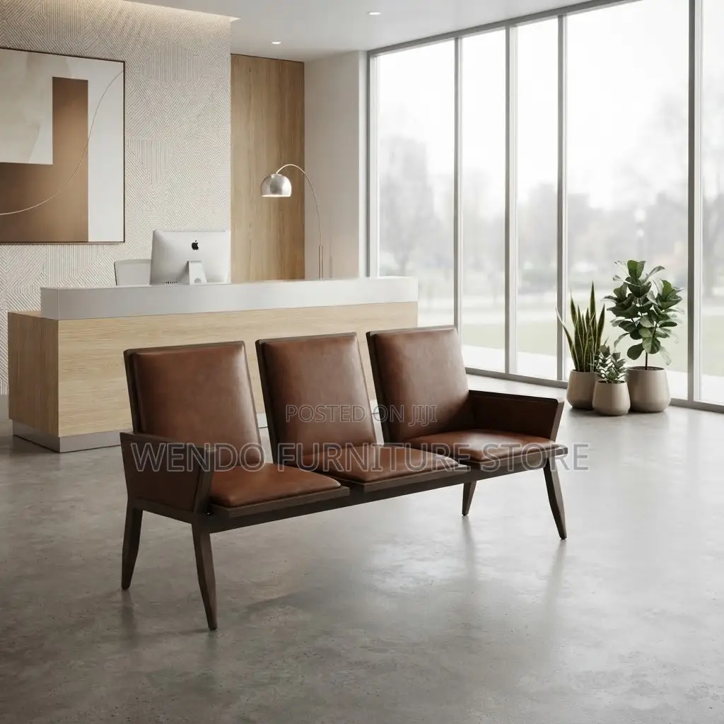 Office Bench; Three Seater Padded Upholstered Reception Bench Seat