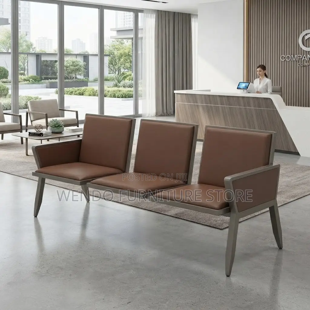 Office Bench; Three Seater Padded Upholstered Reception Bench Seat
