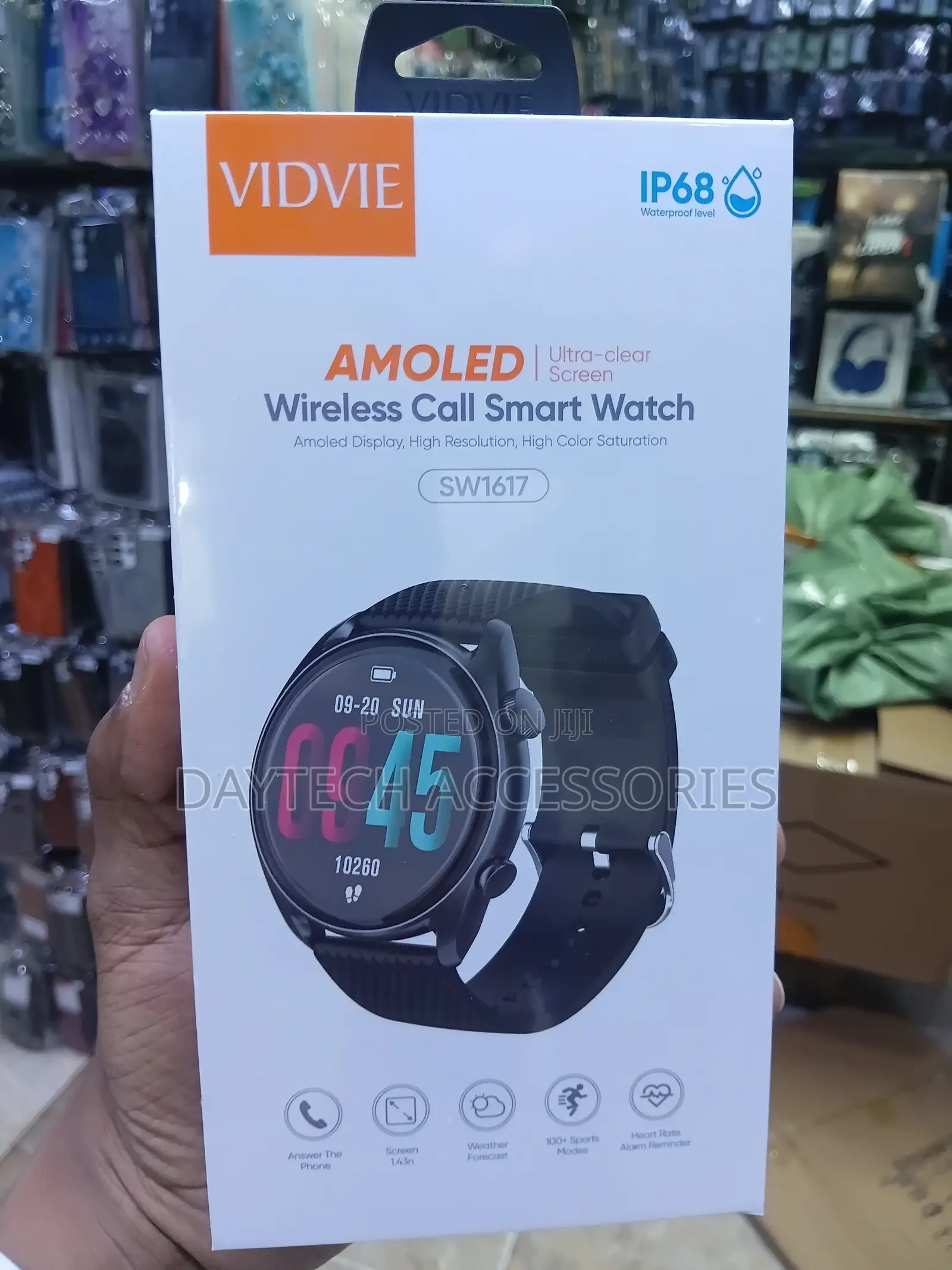 VIDVIE SW1617AMOLED Screen Wireless Call Smart Watch - Black