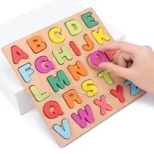 Montessori Wooden Alphabet Puzzle Board for Kids a-Z Uppercase Letters
