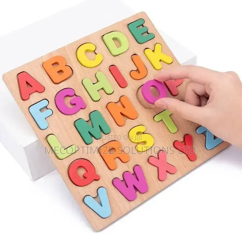 Montessori Wooden Alphabet Puzzle Board for Kids a-Z Uppercase Letters