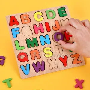 Montessori Wooden Alphabet Puzzle Board for Kids a-Z Uppercase Letters