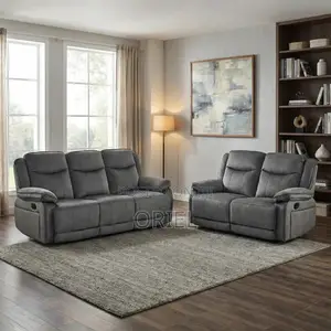 Office Sofa : 6-Seater Grey Fabric Recliner Set