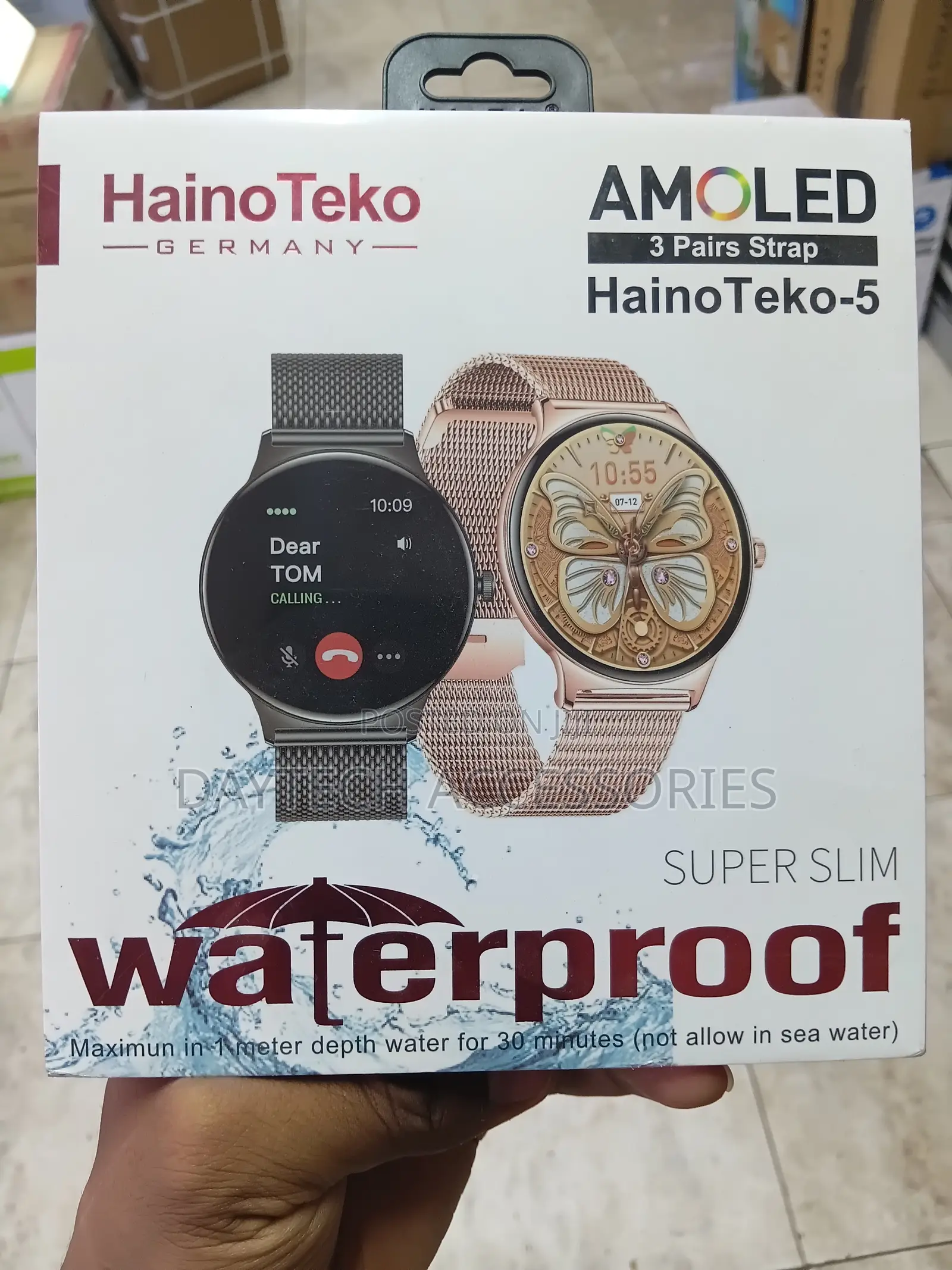 HainoTeko - 5 AMOLED Display Smart Watch 3 Pair Straps for Ladies