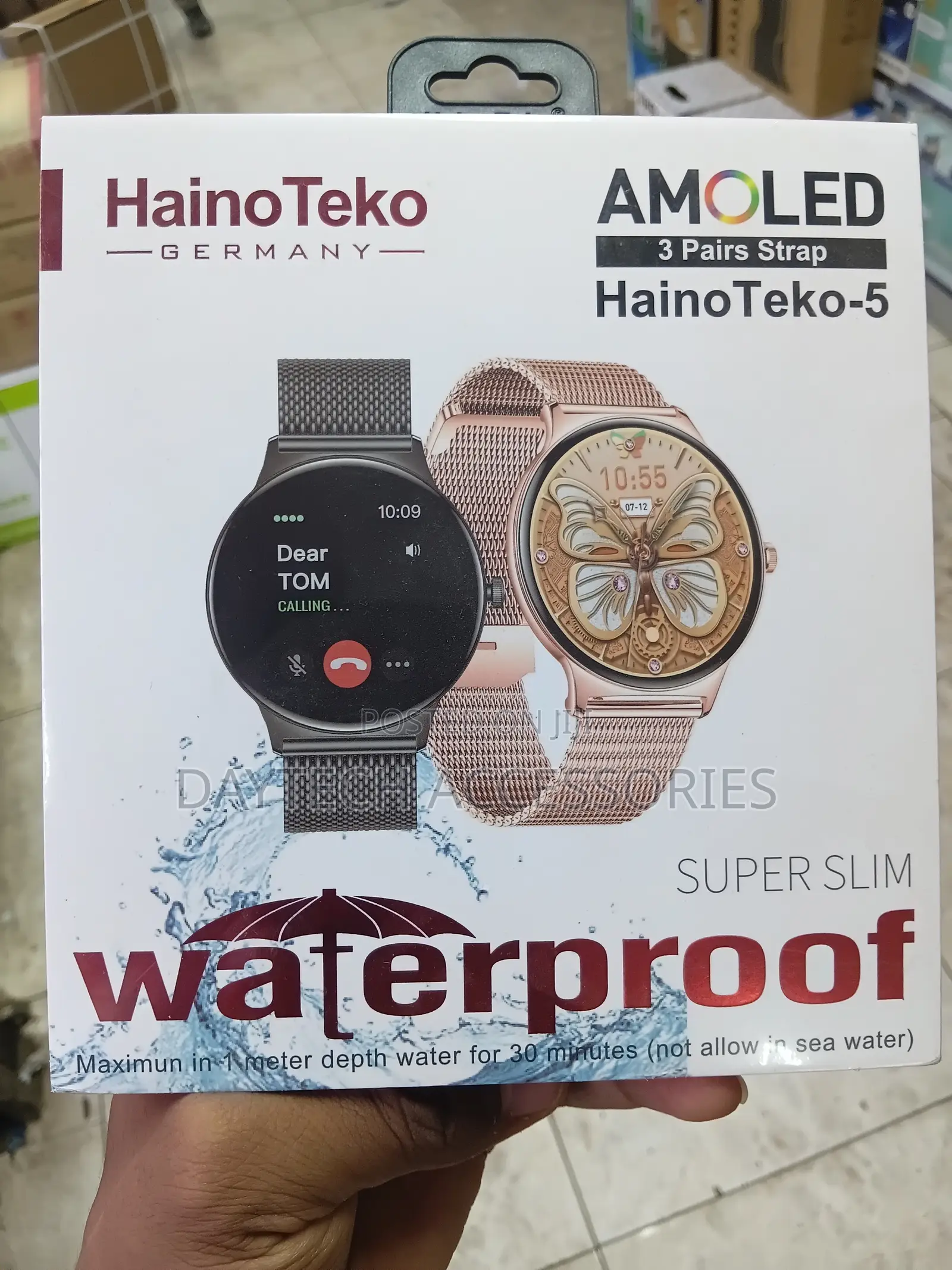 HainoTeko - 5 AMOLED Display Smart Watch 3 Pair Straps for Ladies