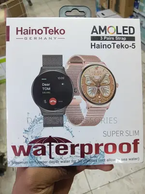 HainoTeko - 5 AMOLED Display Smart Watch 3 Pair Straps for Ladies