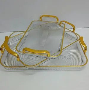 3 in 1 Modern Creative Striped Tray WITH Gold Rimmed Handles