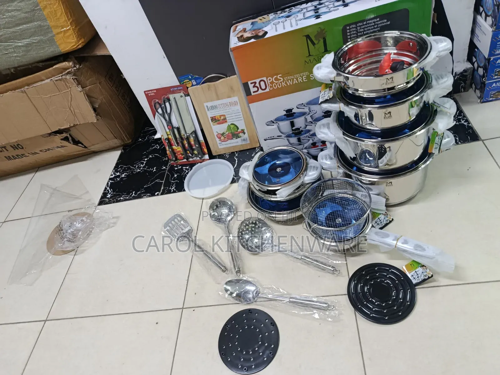 30 PC Stainless Steel Marwa Cookware/ Stainless Induction Sufuria