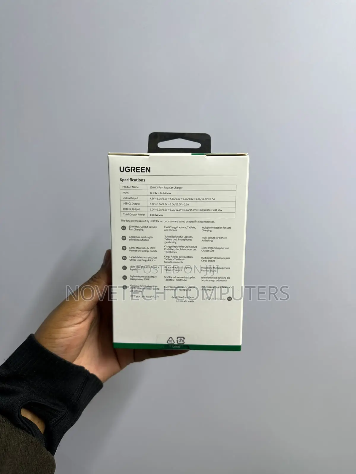 Ugreen 130w USB C Pd Car Charger - Fast Charges iPhone, iPad, Macbook