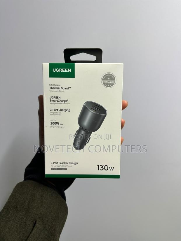 Ugreen 130w USB C Pd Car Charger - Fast Charges iPhone, iPad, Macbook