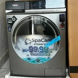 Mika 12kg Wash and Spin Inverter Motor, Front Load, Dark Silver