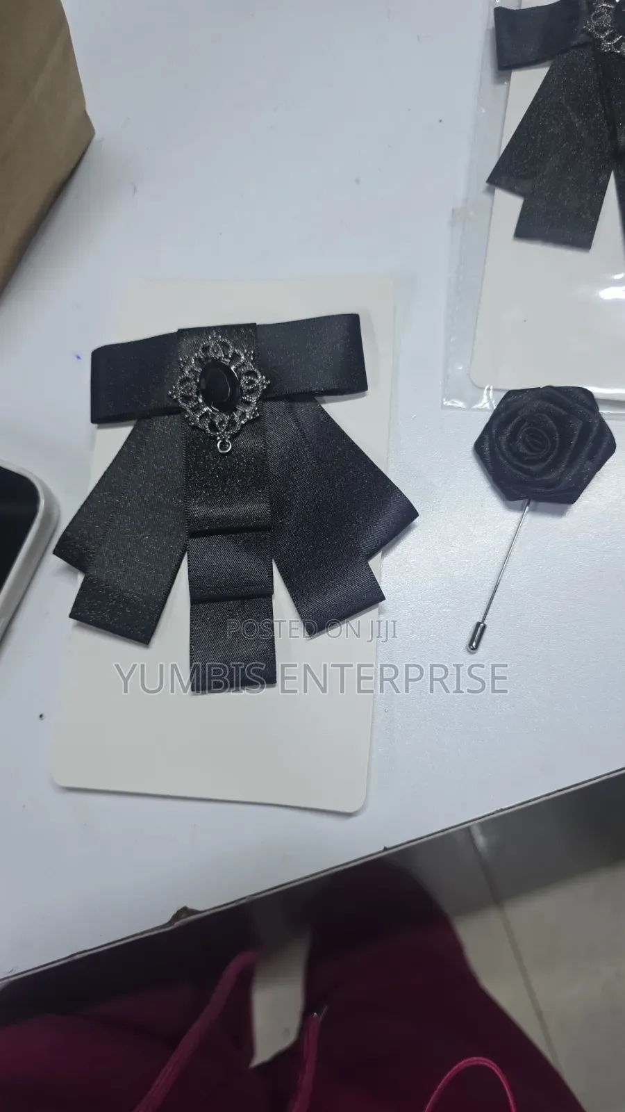 Black French Bowtie With Lapel Flower at 700