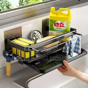 Sink Caddy With a Draining Rack and Towel Holder